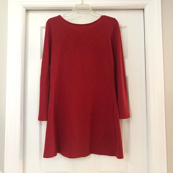 SheIn Cotton Red Long Bell Sleeve Shift Dress - Picture 14 of 16